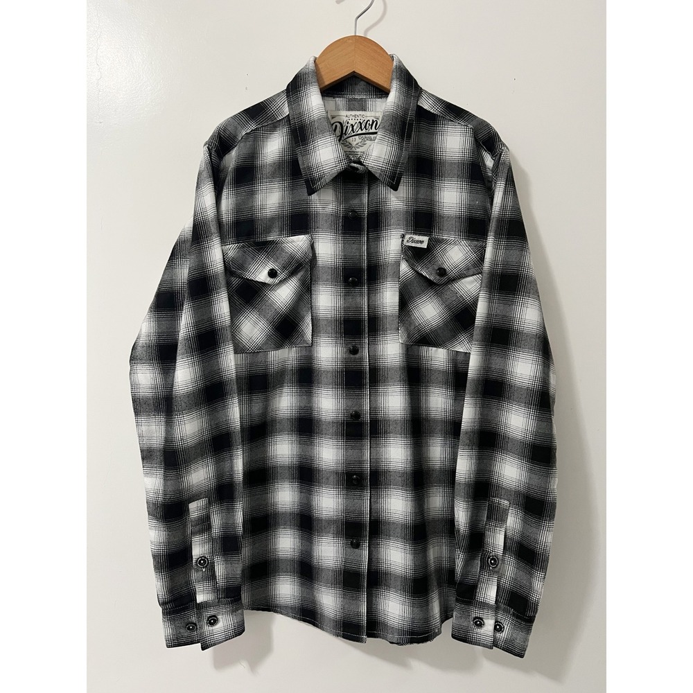 Dixxon Flannel Co Heritage D-Tech Plaid Button Up Shirt Black White Womens M